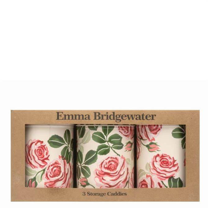 Emma Bridgewater Pink Roses Set of Three Tin Caddies